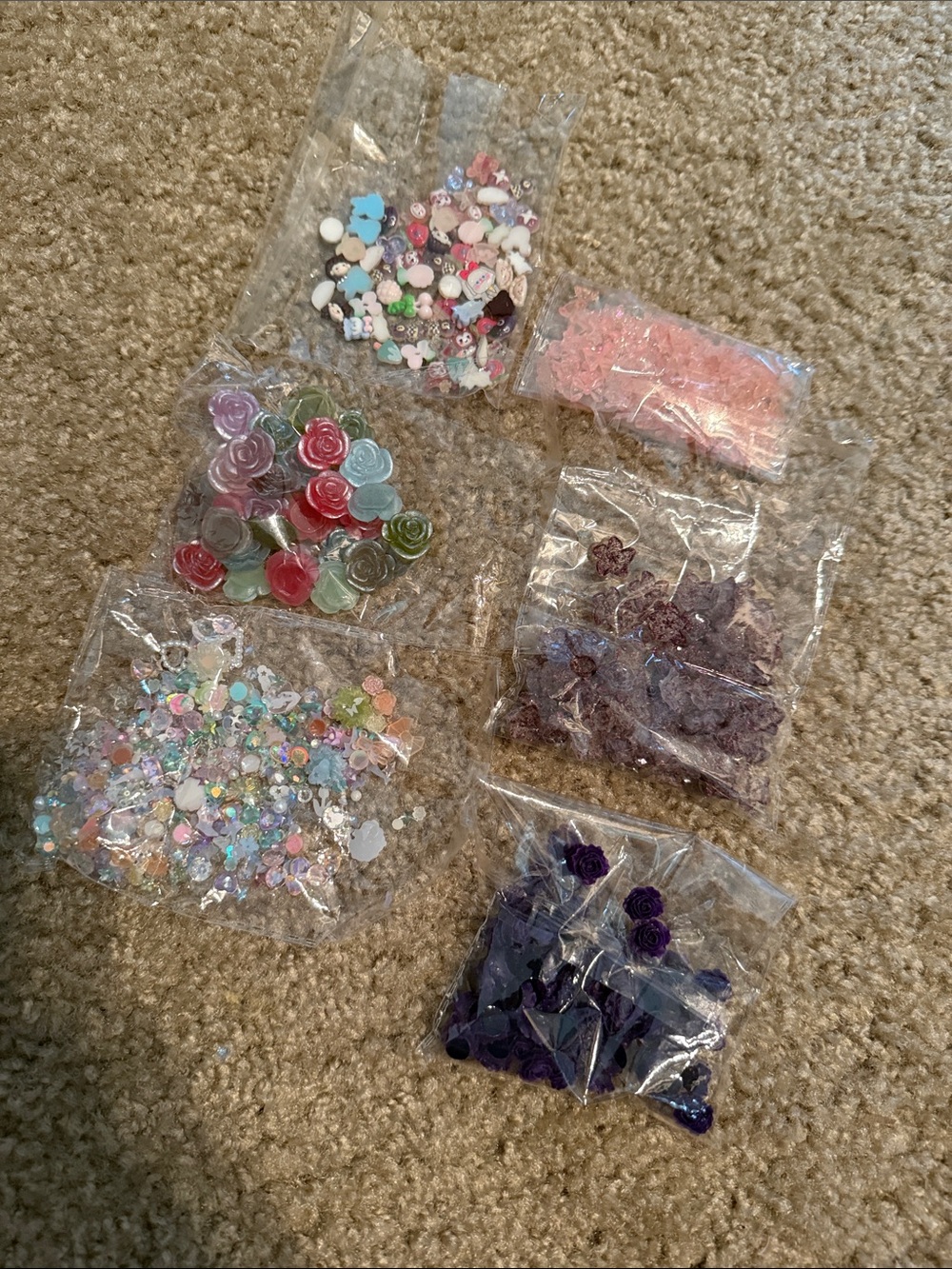 Decoden & Nail Art Craft Lot: Resin Charms, Glitters & Pearls